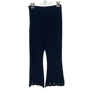 Black Boot Cut Flare Pants with Grommet Hem